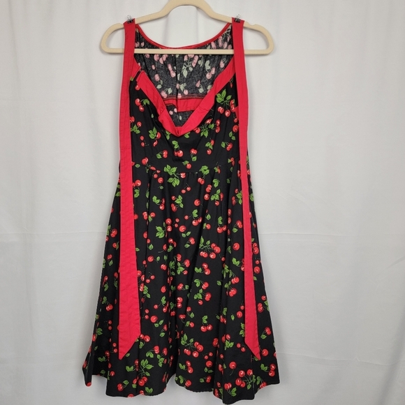 Cherry Print Black Halter Dress #1281 - Picture 6 of 13